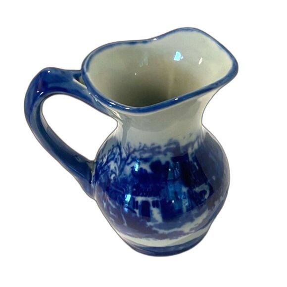 Victoria Ware Ironstone Flo Blue Transferware Pitcher Vintage (Reproduction) - Picture 2 of 4